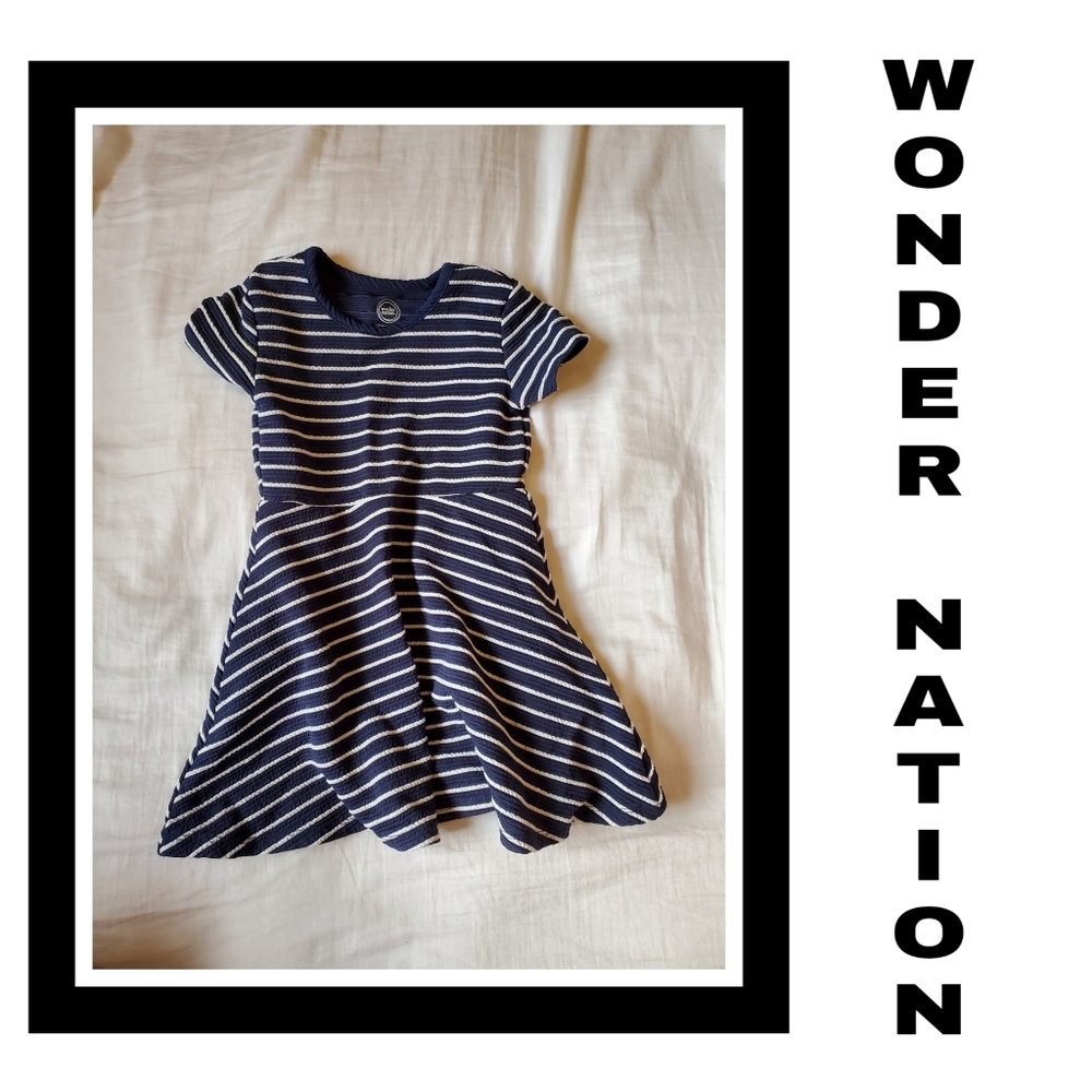 Wonder Nation Striped Short Sleeve Dress XS